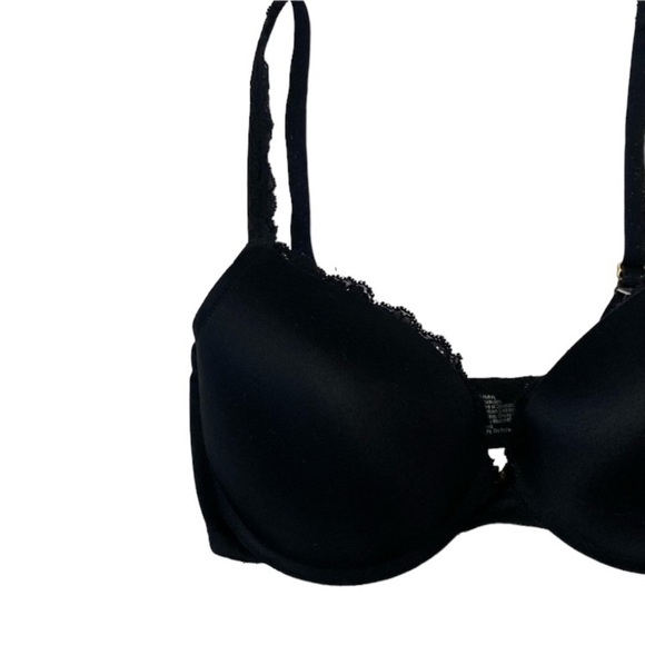 Soma Floral Lightly Padded Bra Adjustable Straps Lace Trim Size 34DD Black - Picture 6 of 12